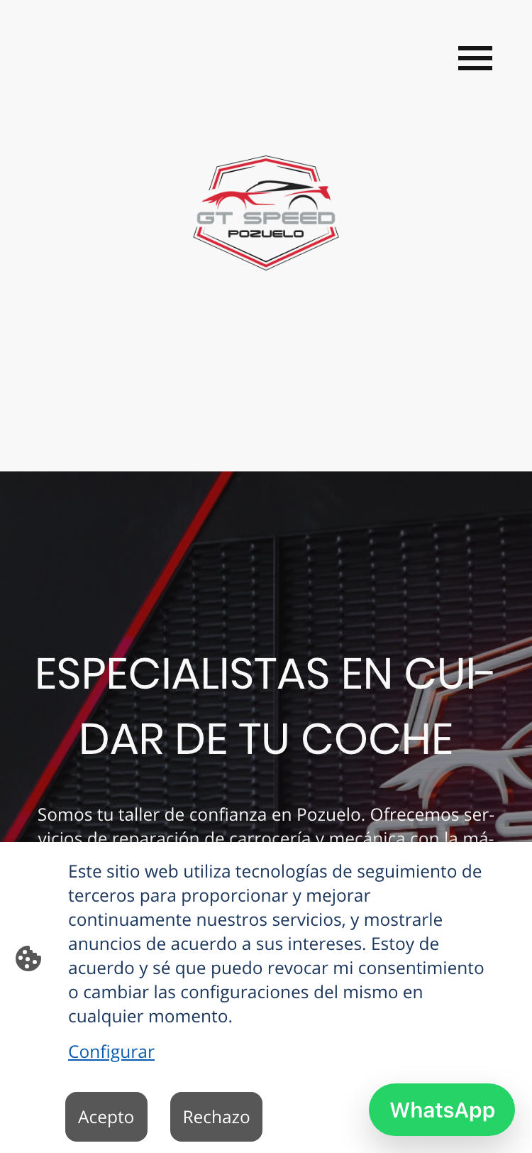 Captura de la web actual de GT Speed Pozuelo en un móvil